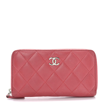 Chanel Lambskin Quilted Small Zip Around Wallet Pink 1 of 8