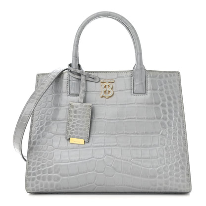 Burberry Crocodile Embossed Calfskin Mini Frances Tote Cloud Grey 1 of 11