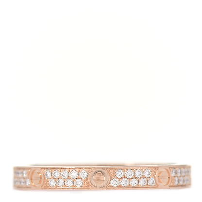 Cartier 18K Pink Gold Diamond 2.6mm LOVE Paved Band Ring 54 6.75 1 of 6
