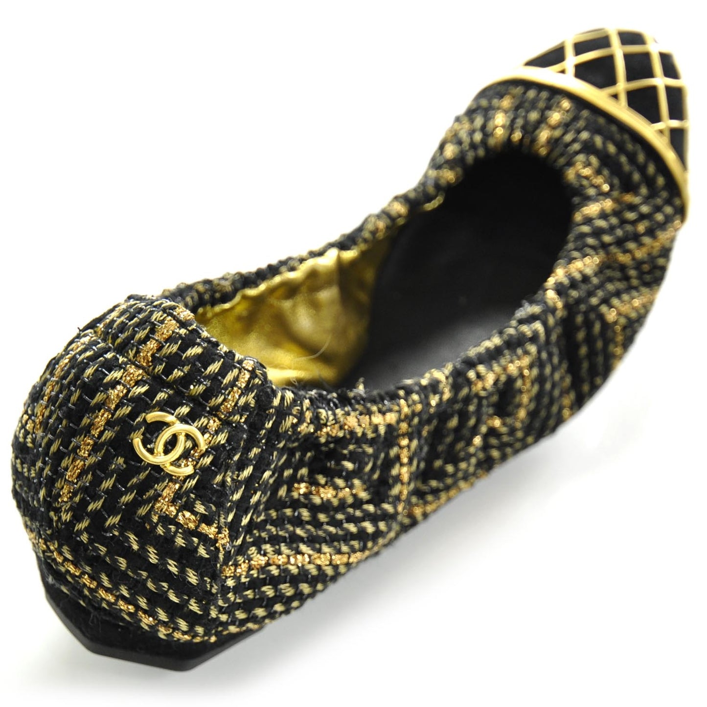 Tweed Caged Ballet Flats 37.5