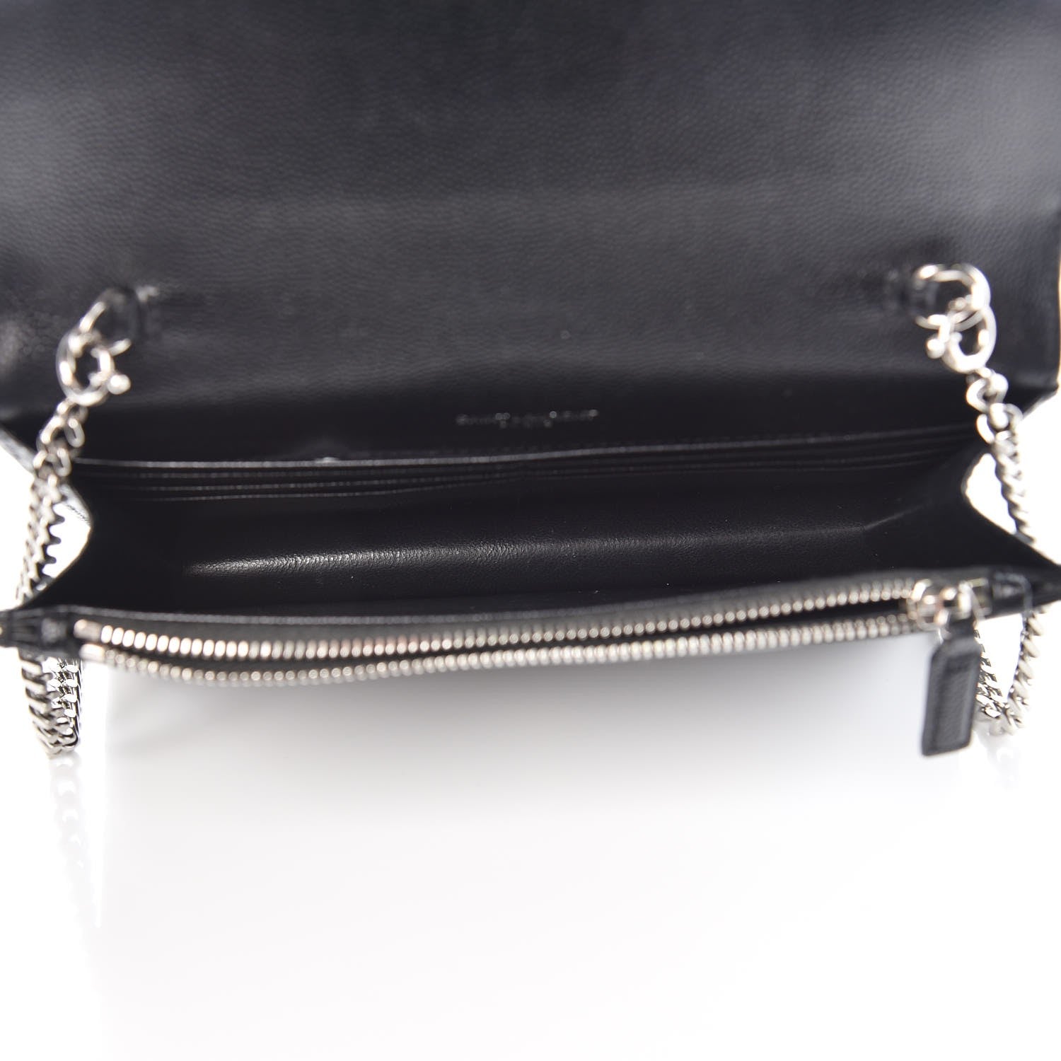 Saint Laurent Grain De Poudre Matelasse Chevron Monogram Envelope Chain Wallet Black 5 of 9