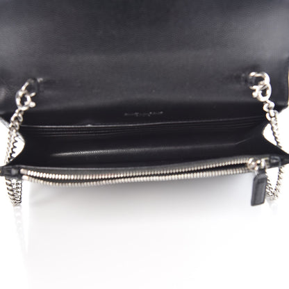 Saint Laurent Grain De Poudre Matelasse Chevron Monogram Envelope Chain Wallet Black 5 of 9