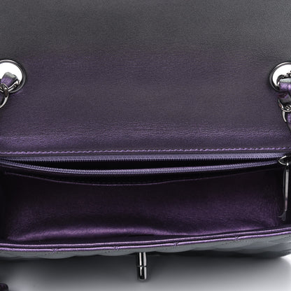 Chanel Metallic Lambskin Quilted Mini Rectangular Flap Purple 4 of 4