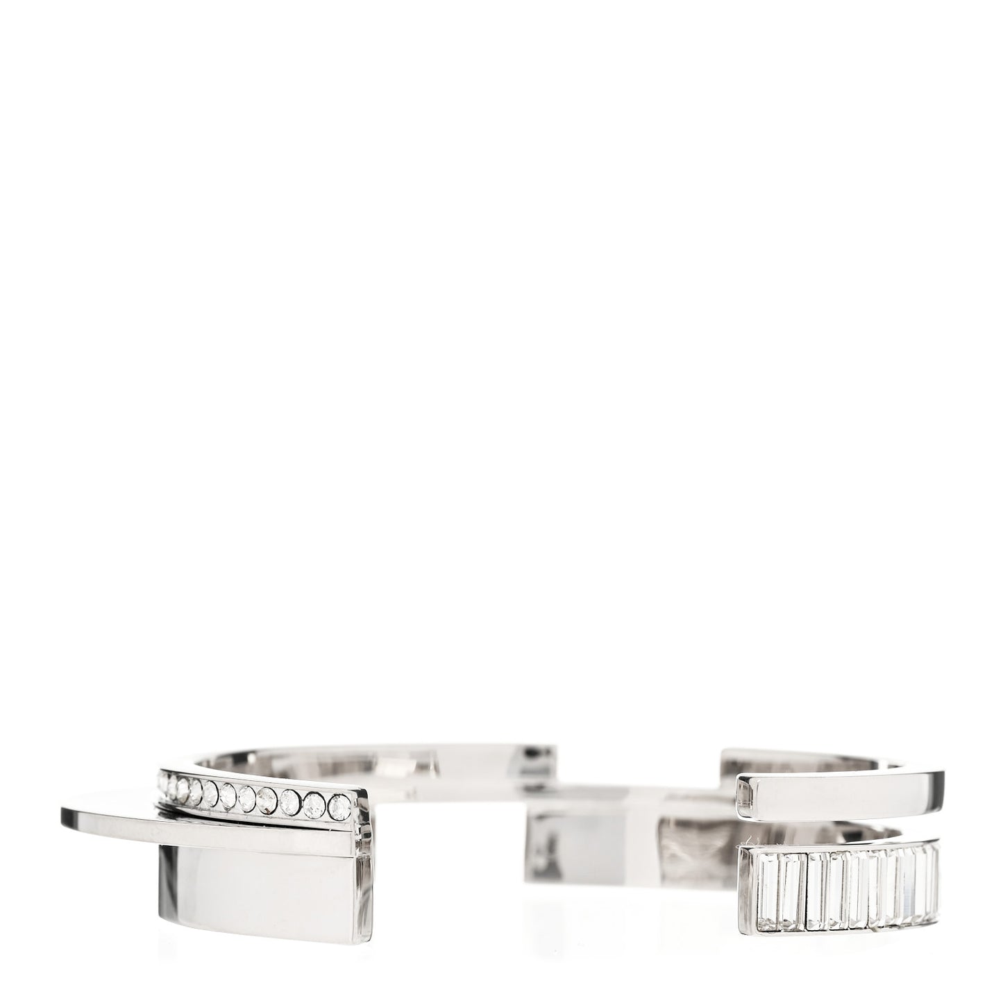 Metal Crystal Stacked Bangle Bracelet Silver