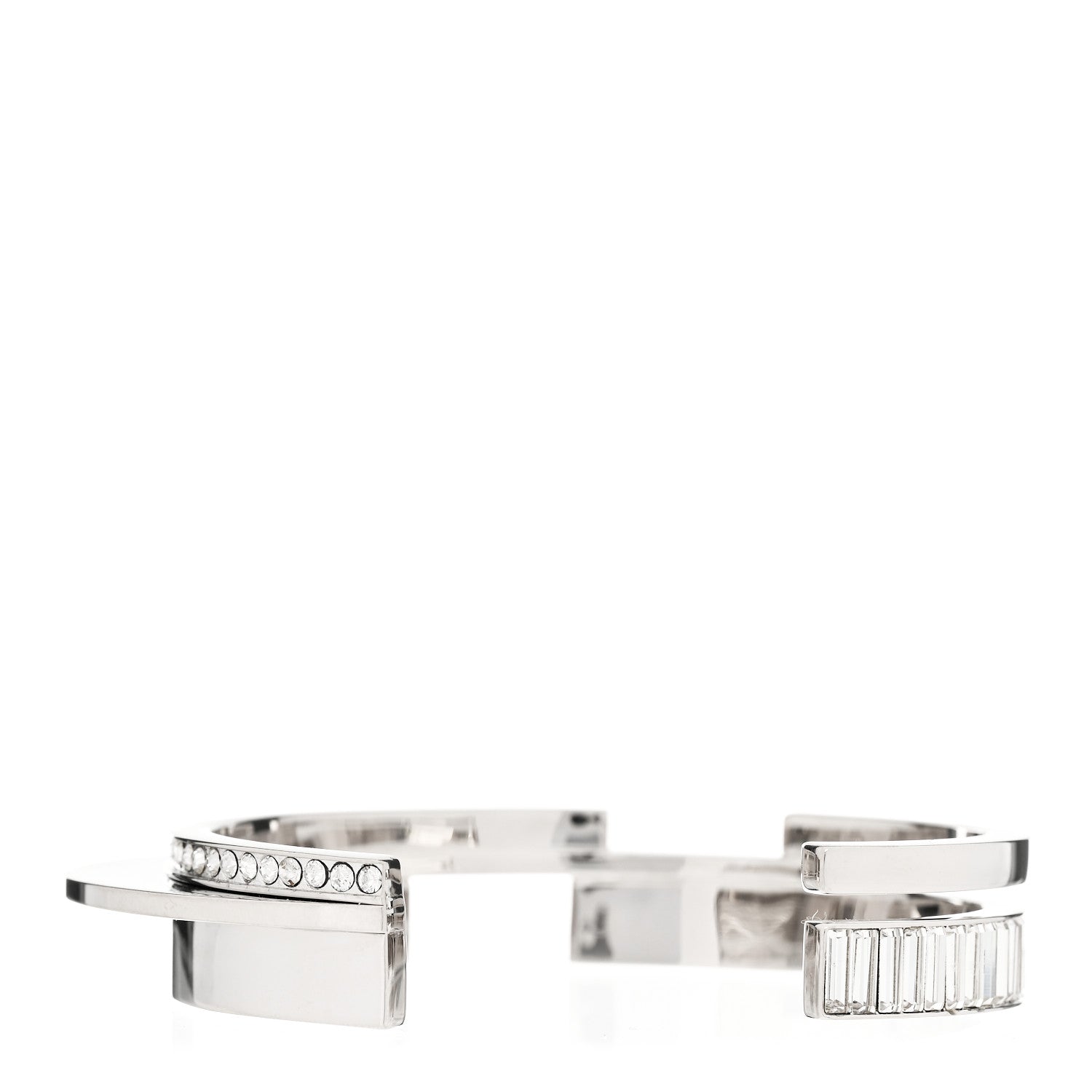 Saint Laurent Metal Crystal Stacked Bangle Bracelet Silver 1 of 5