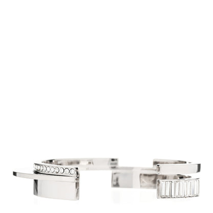 Saint Laurent Metal Crystal Stacked Bangle Bracelet Silver 1 of 5