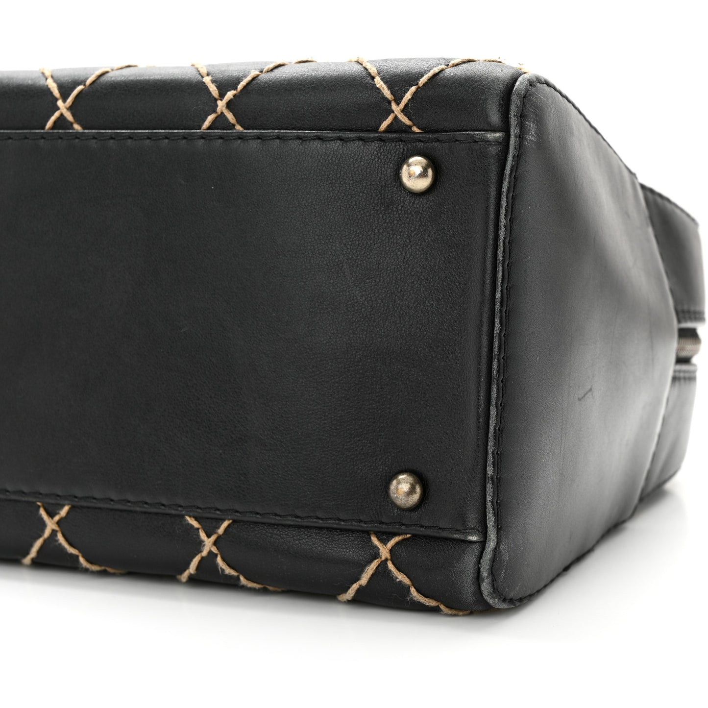 Calfskin Contrast Stitch Surpique Bowler Black