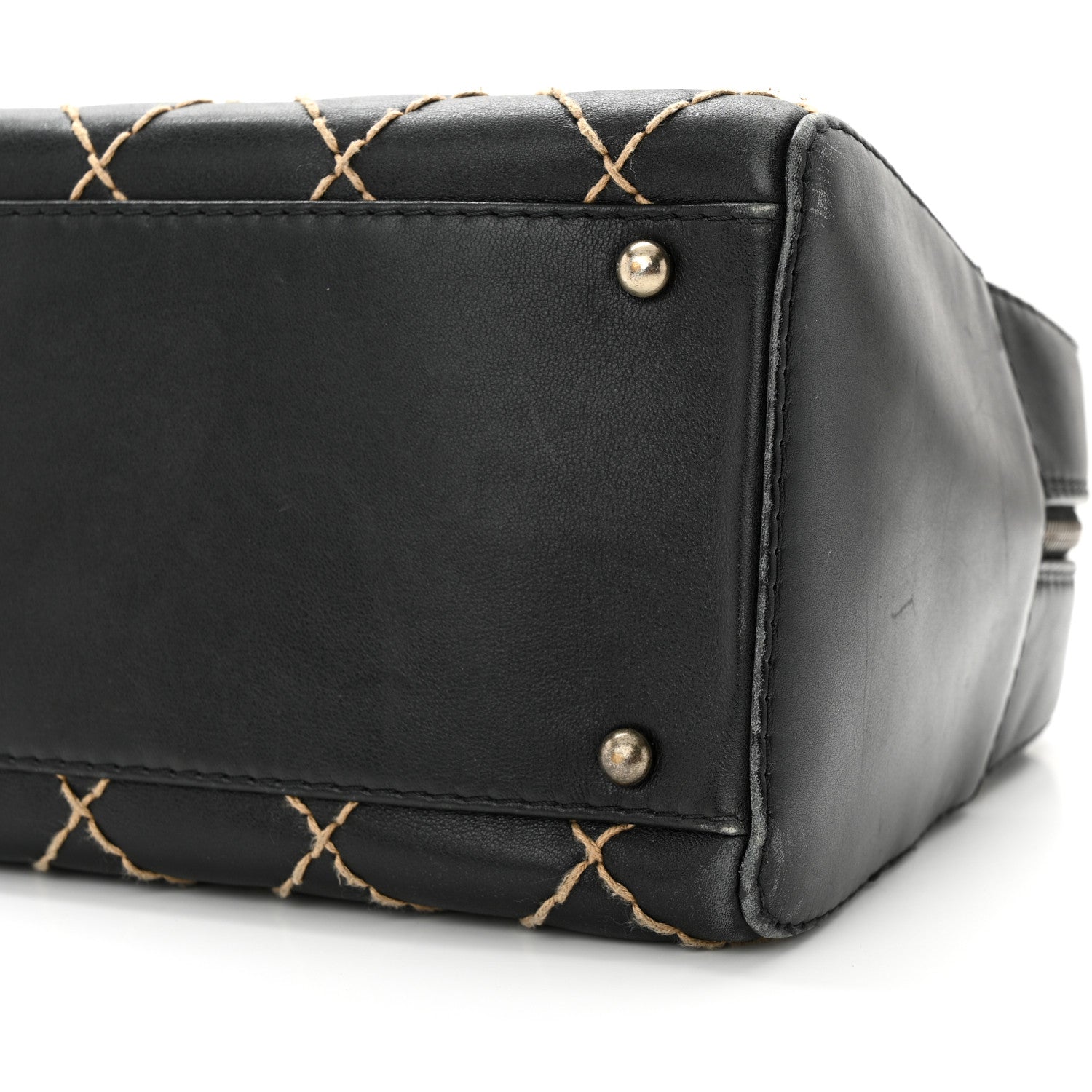Chanel Calfskin Contrast Stitch Surpique Bowler Black 10 of 15