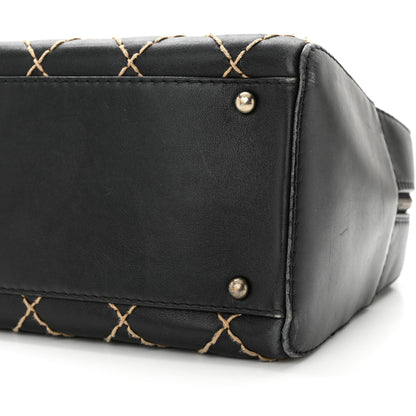 Chanel Calfskin Contrast Stitch Surpique Bowler Black 10 of 15