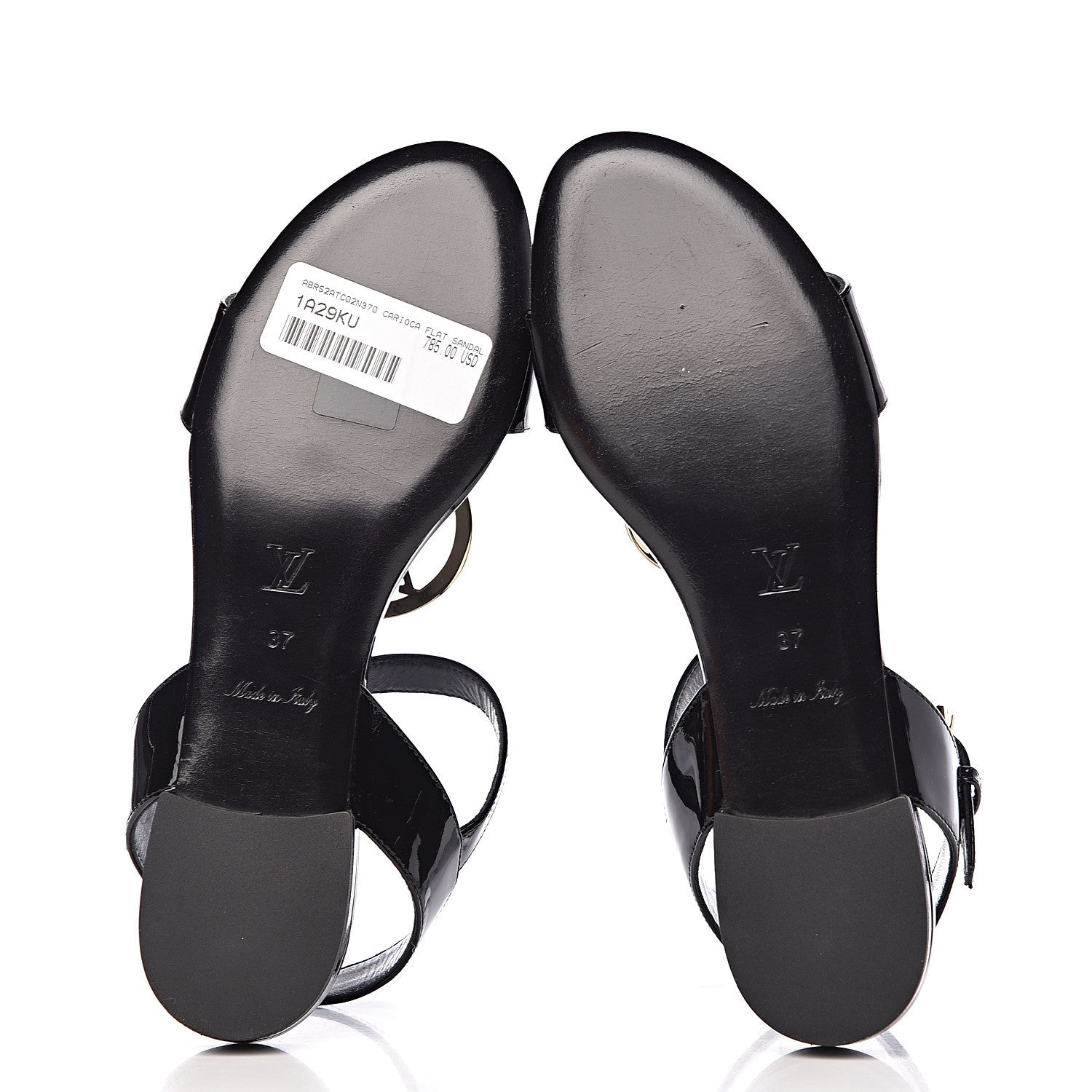 Louis Vuitton Patent Carioca Flat Sandals 37 Black 6 of 10