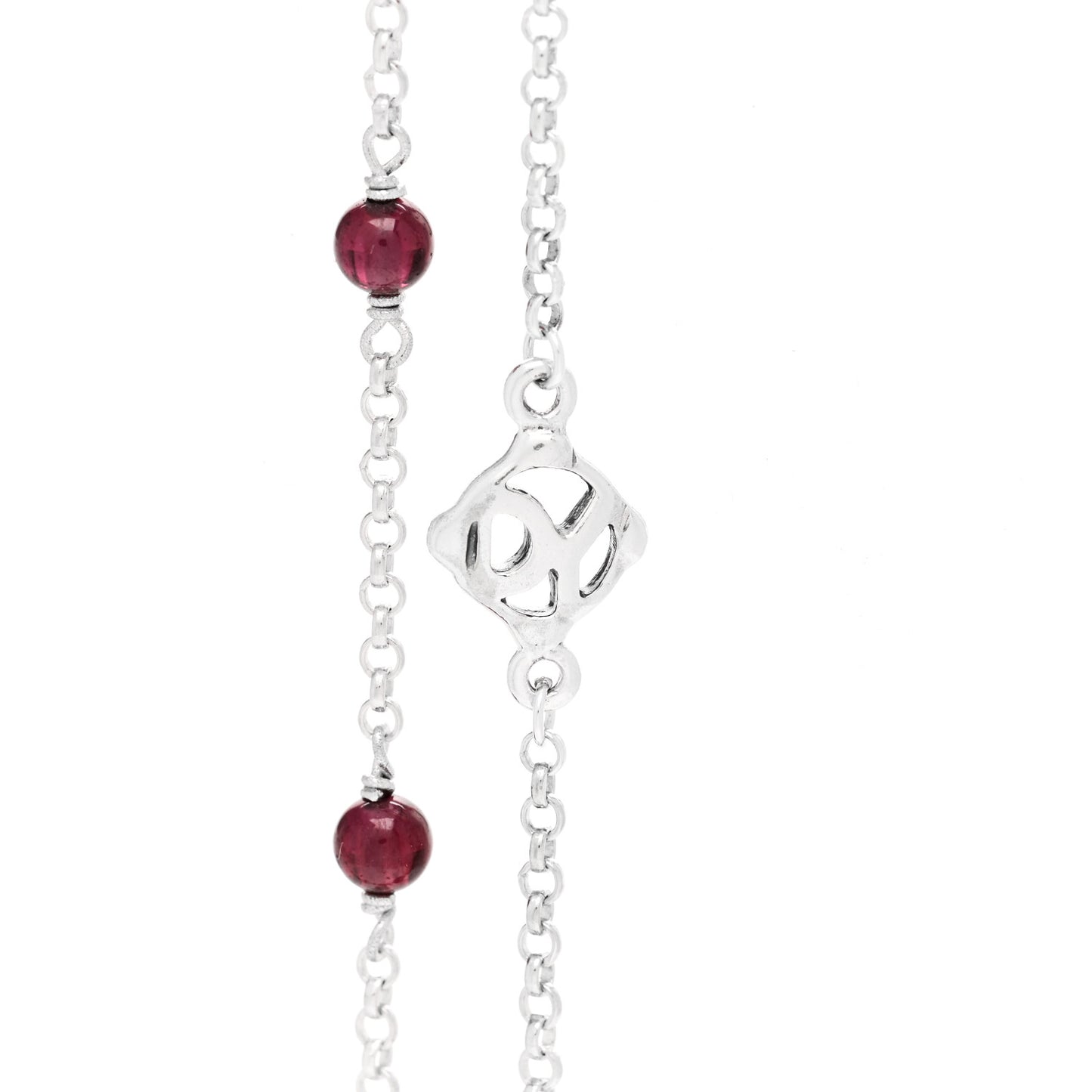 DAVID YURMAN Sterling Silver Garnet Bead Chain Necklace