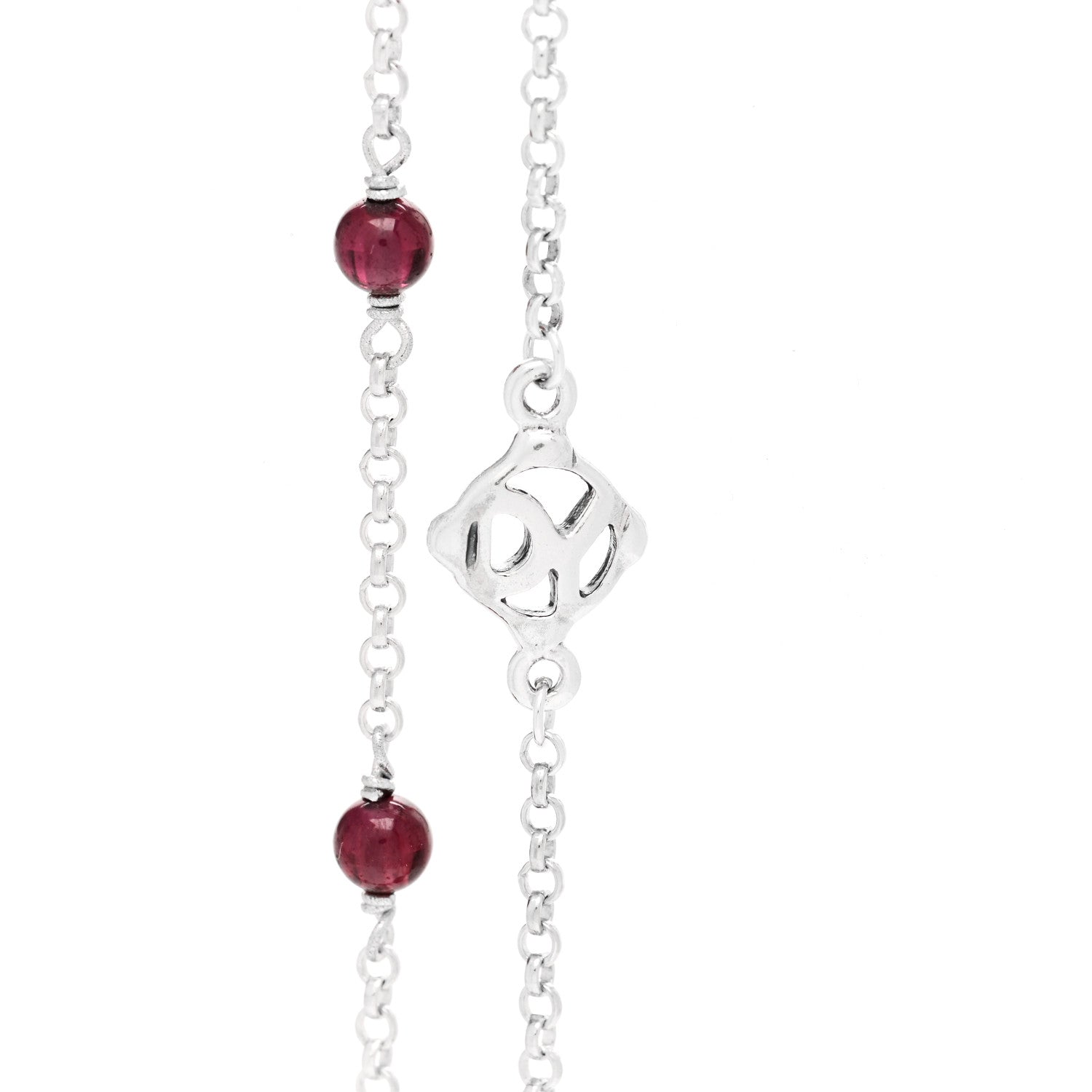 David Yurman DAVID YURMAN Sterling Silver Garnet Bead Chain Necklace 4 of 5