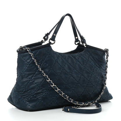 Chanel Iridescent Calfskin Quilted Small Sea Hit Tote Navy 3 of 10