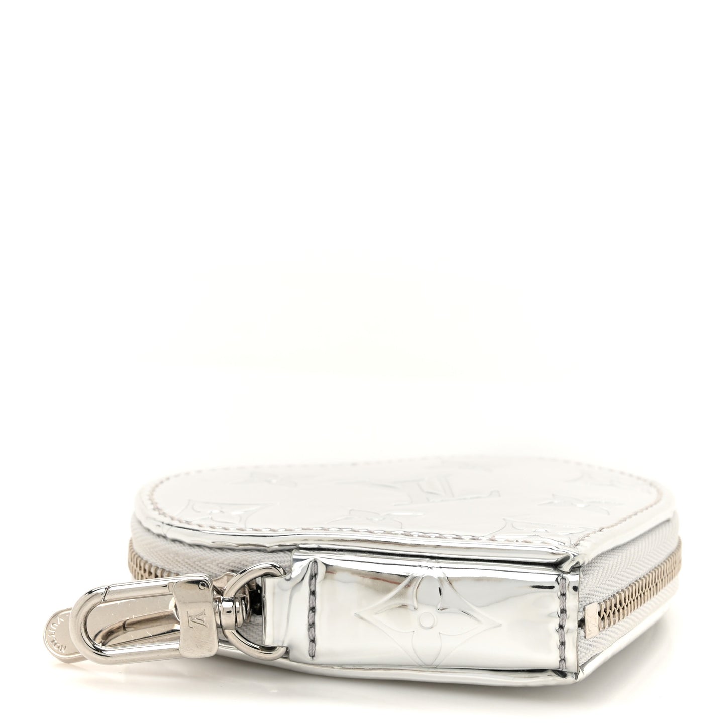 Monogram Mirror Heart Coin Purse Silver