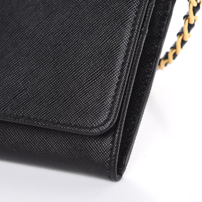 Prada Saffiano Metal Oro Chain Wallet Black 10 of 11