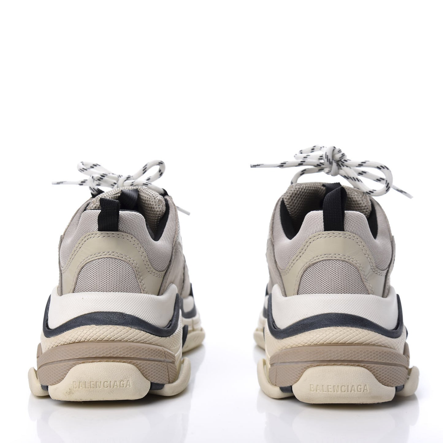 Fabric Mesh Womens Triple S Sneakers 38 Beige Black