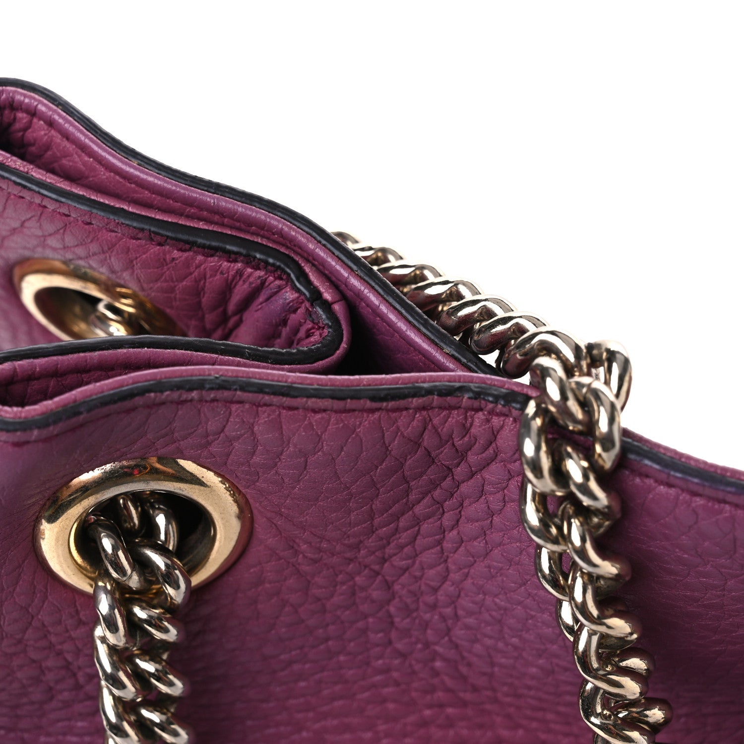 Gucci Pebbled Calfskin Medium Soho Chain Shoulder Bag Peonia Flower 14 of 15