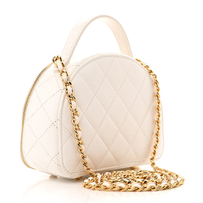 Chanel Lambskin Quilted Small Chic Riviera Top Handle Vanity Case White 3 of 10