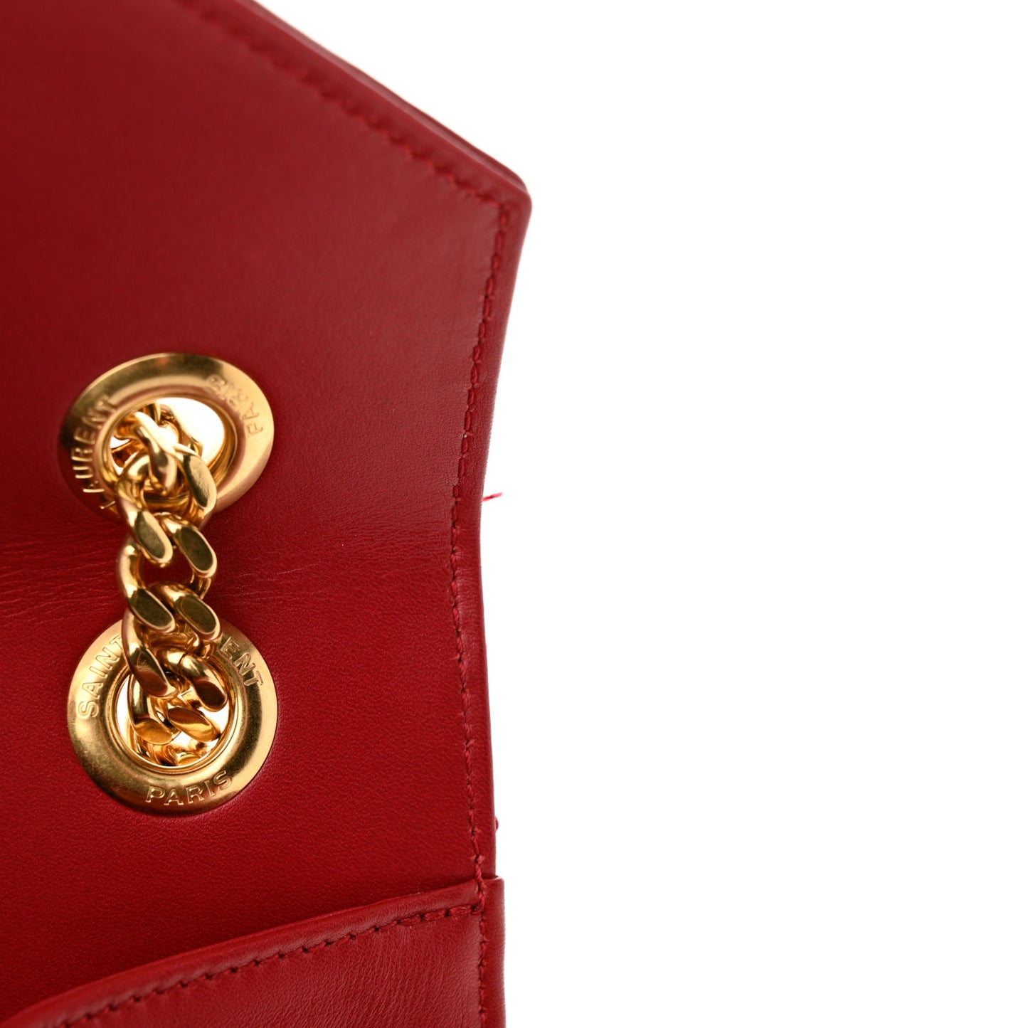 Grain De Poudre Matelasse Chevron Large Monogram Satchel Lipstick Red