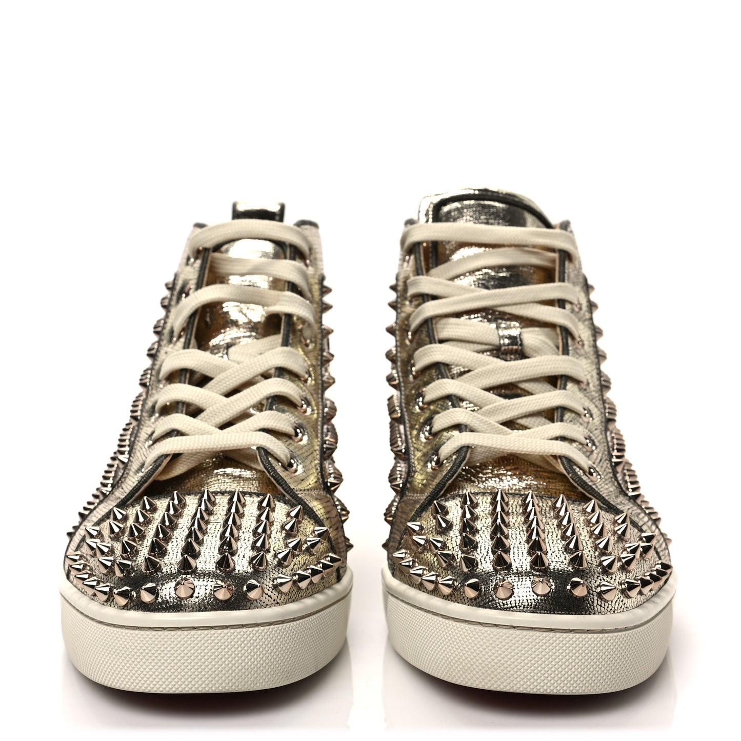 Laminato Dino Nappa Spikes Mens Louis Orlato Flat Sneakers 44 Platine