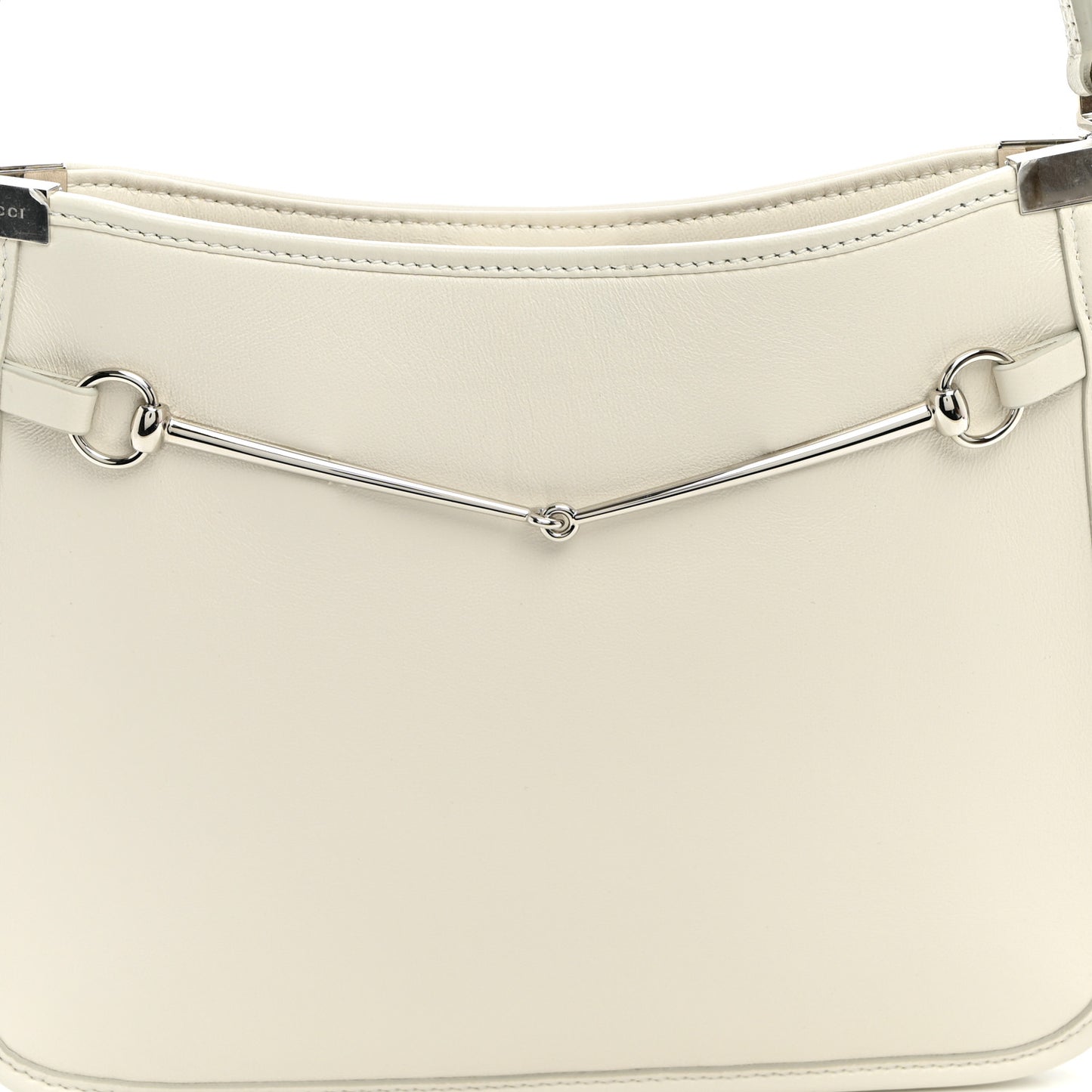 Calfskin Horsebit Slim Shoulder Bag White