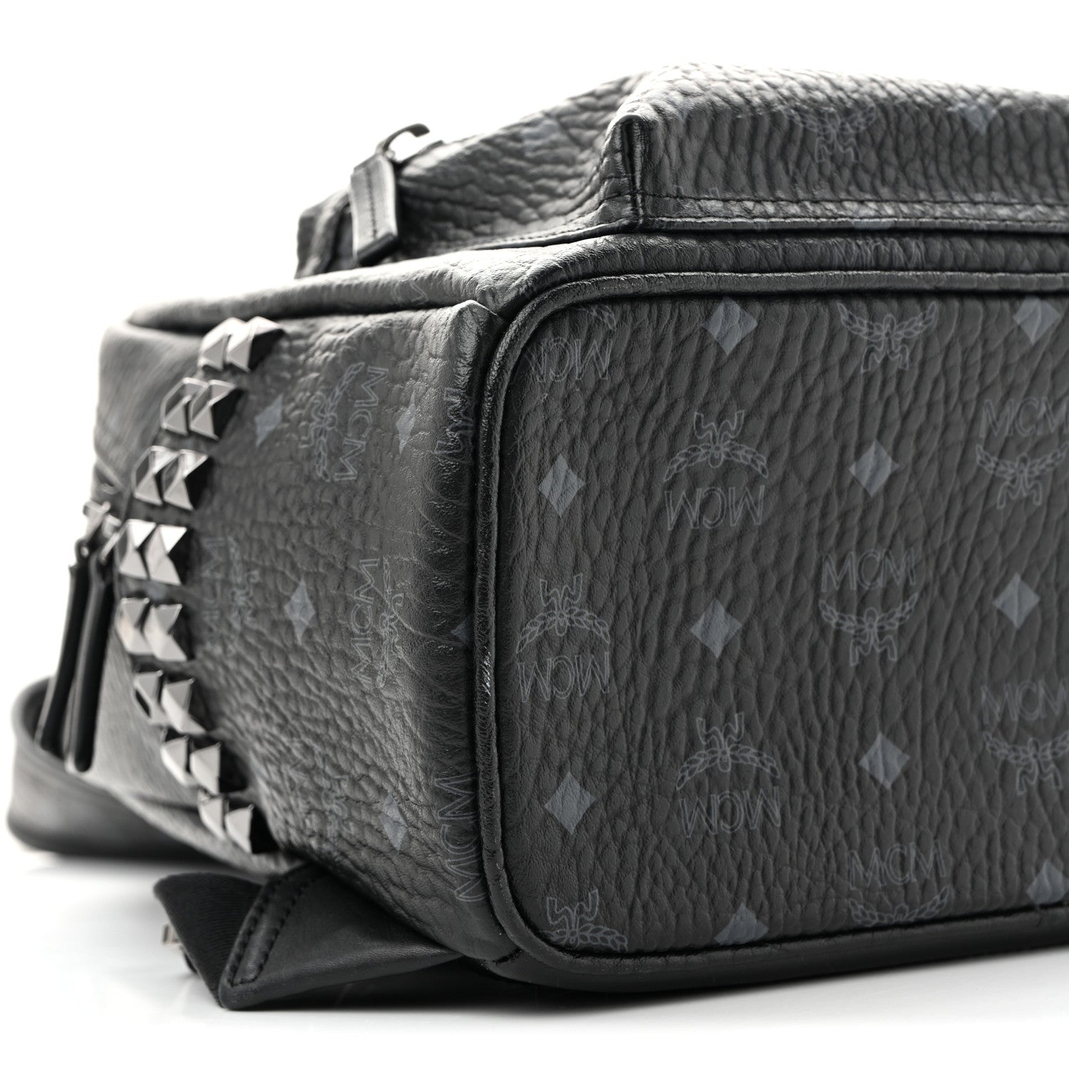 MCM Visetos Small Side Stud Stark Backpack Black 9 of 12