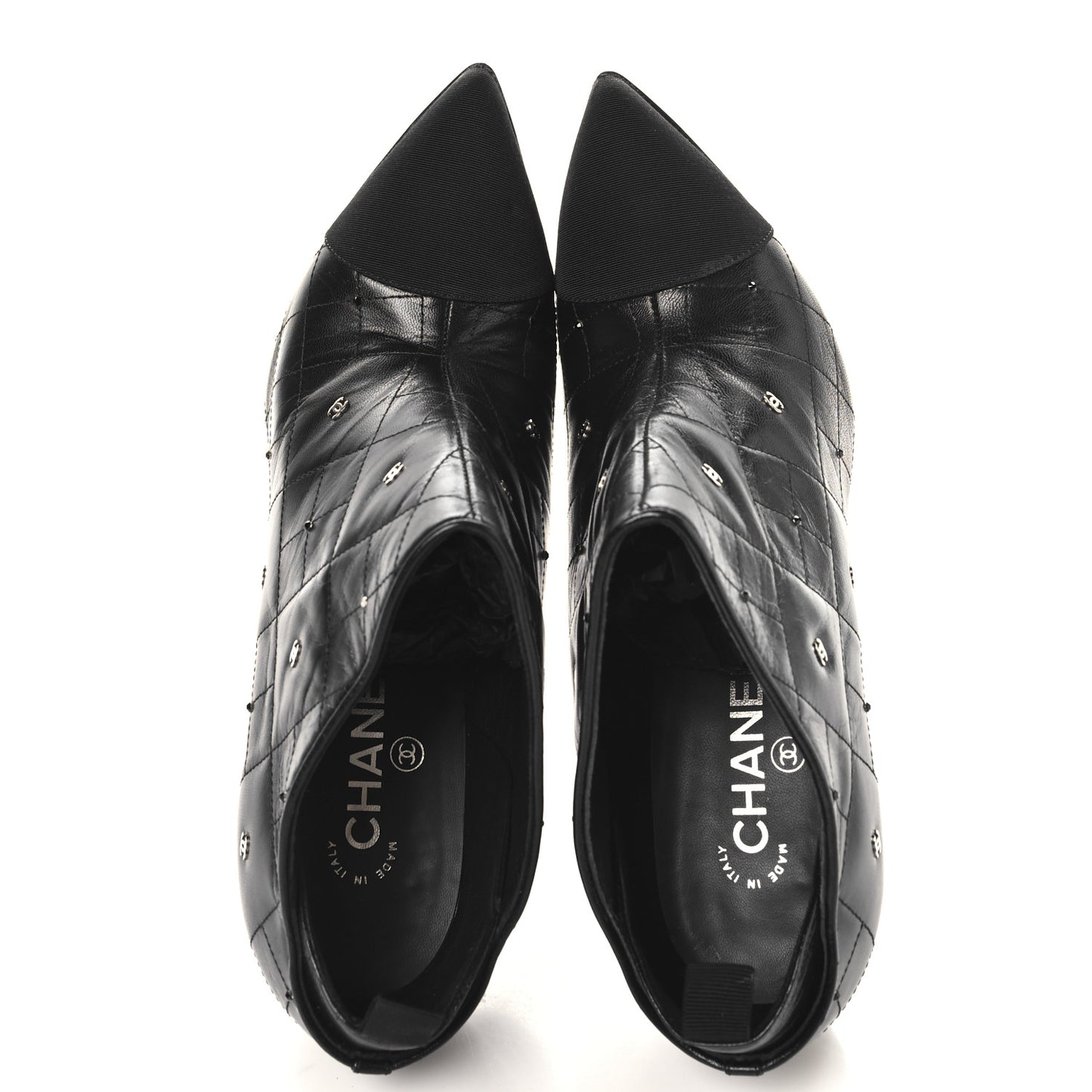 Lambskin Quilted CC Cap Toe Booties 41 Black