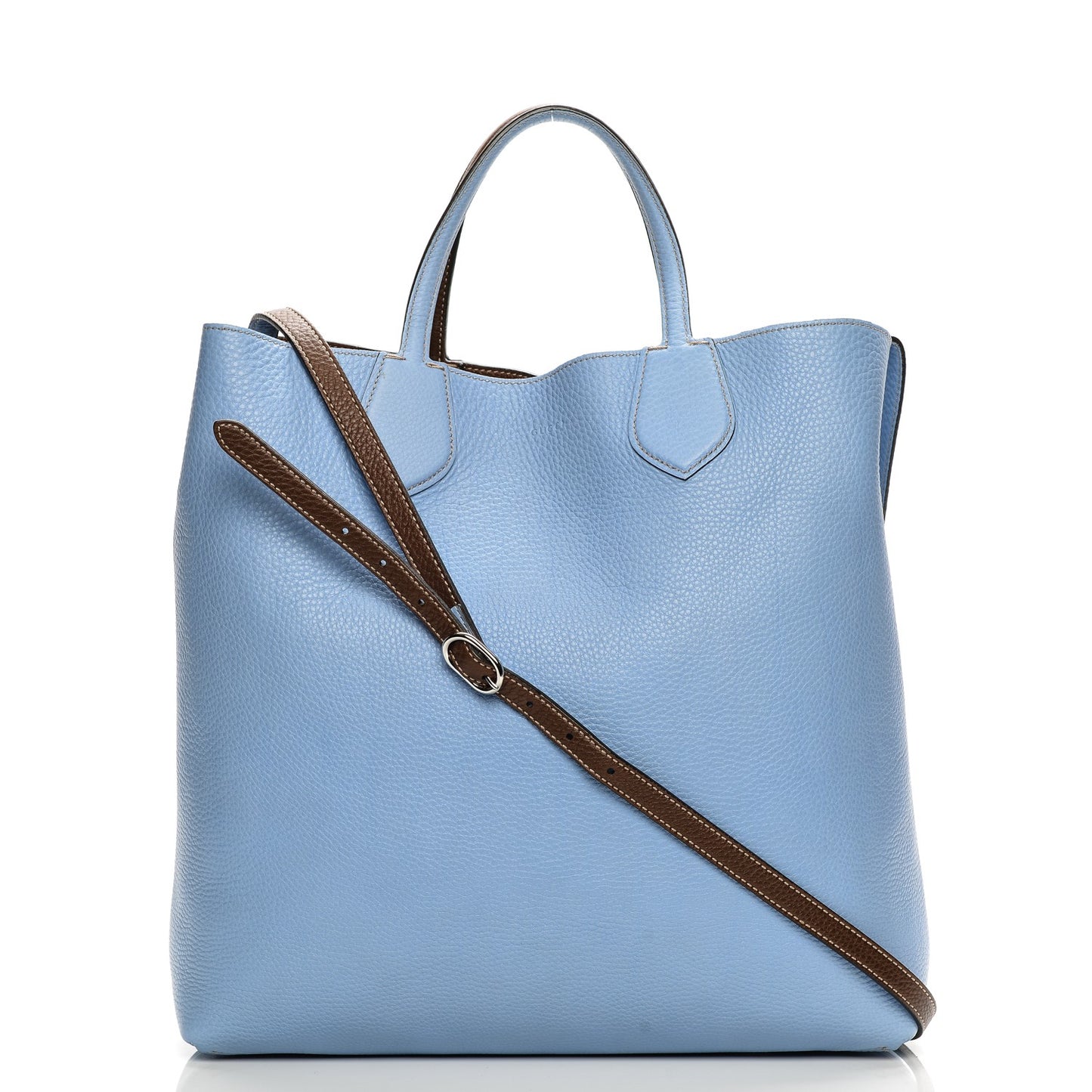 Cellarius Calfskin Bi-Color Medium Ramble Reversible Tote Nut Brown Mineral Blue