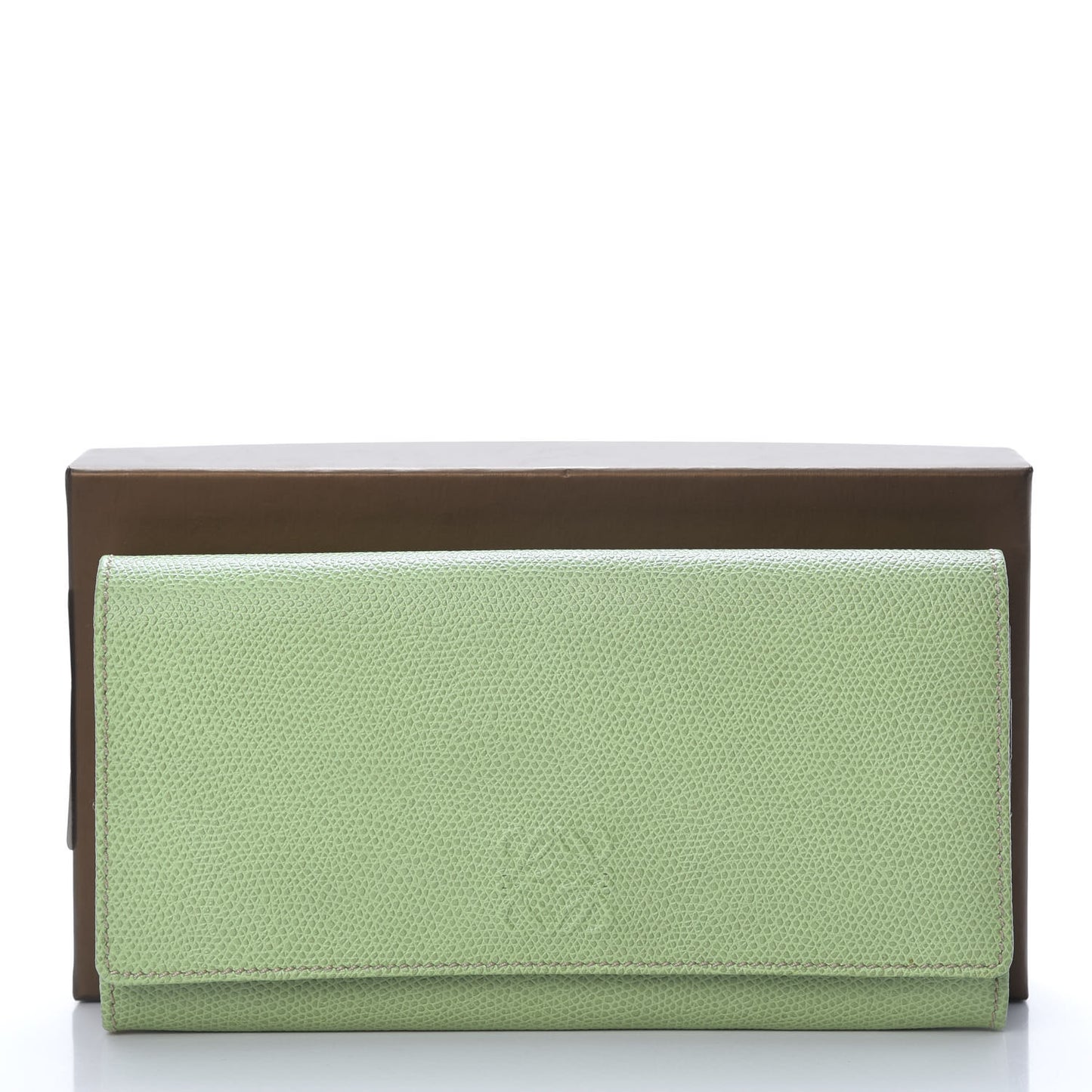 Grained Calfskin Continental Wallet Green