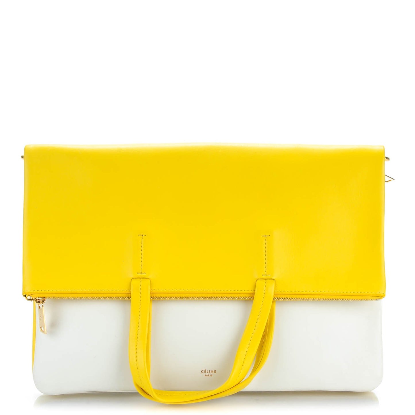 Calfskin Folded Cabas Yellow White
