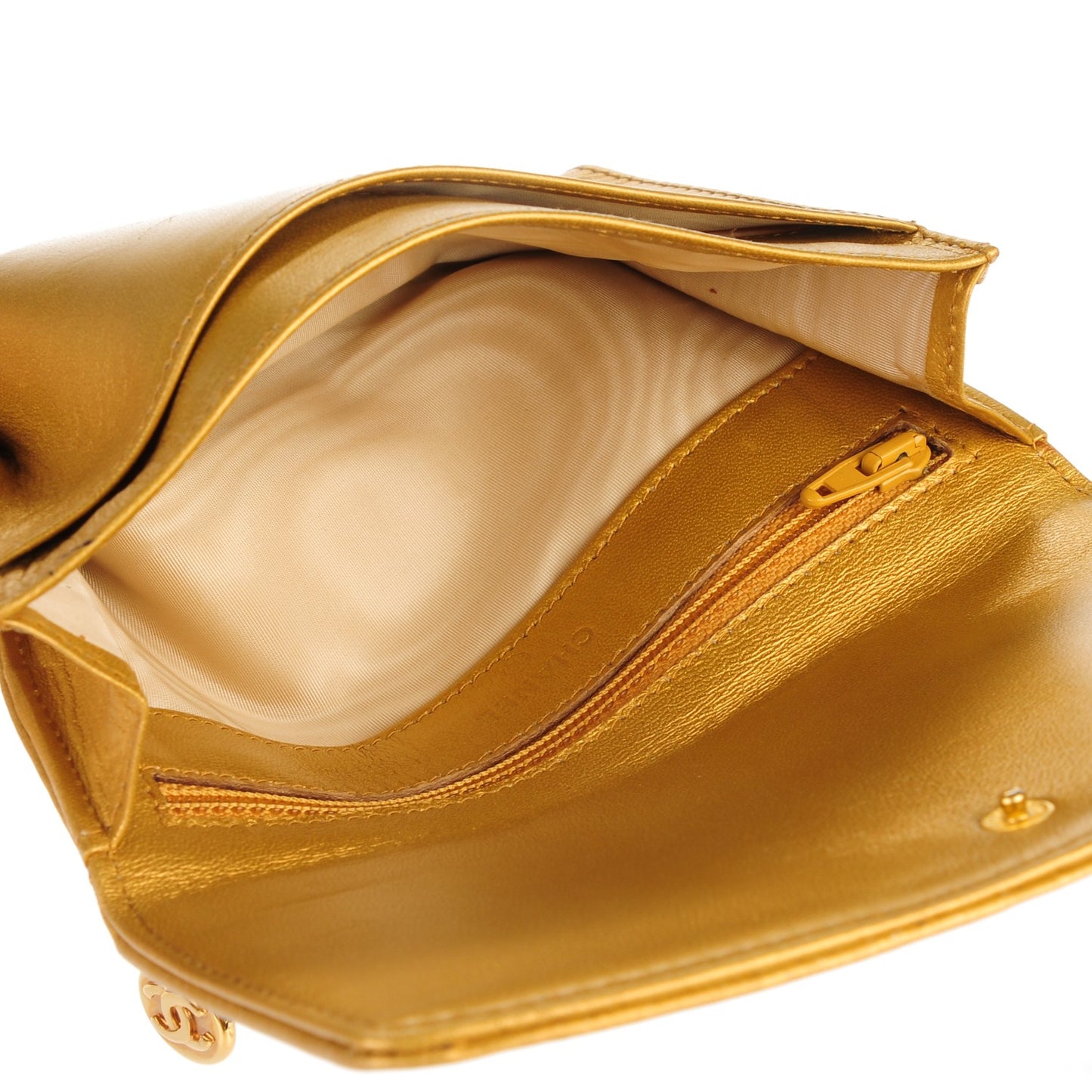 Metallic Lambskin Timeless CC Wallet Gold