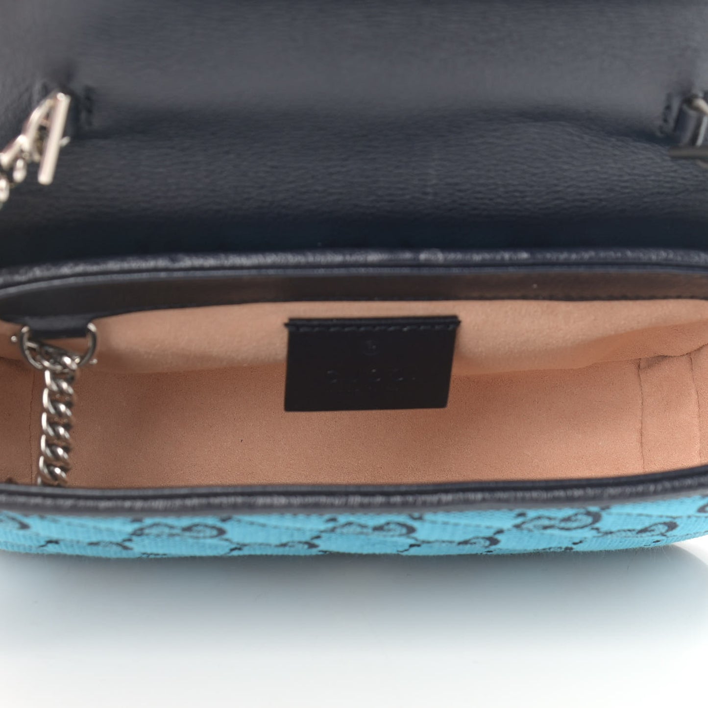 Monogram Multicolor Matelasse Diagonal Super Mini GG Marmont Shoulder Bag Light Blue