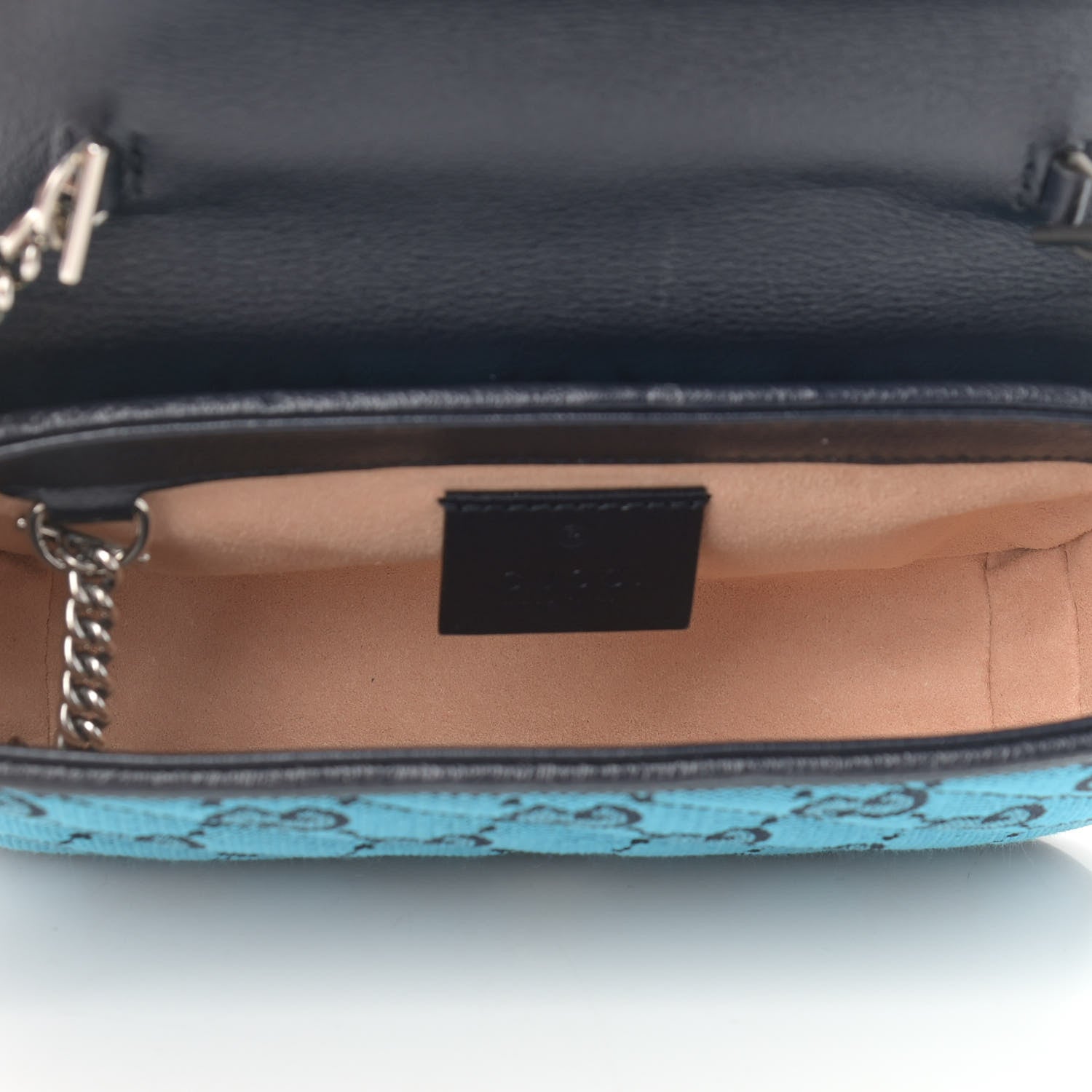 Gucci Monogram Multicolor Matelasse Diagonal Super Mini GG Marmont Shoulder Bag Light Blue 5 of 10