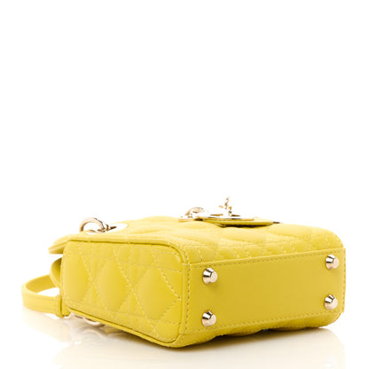 Christian Dior CHRISTIAN DIOR Lambskin Cannage Micro Lady Dior Yellow 4 of 11