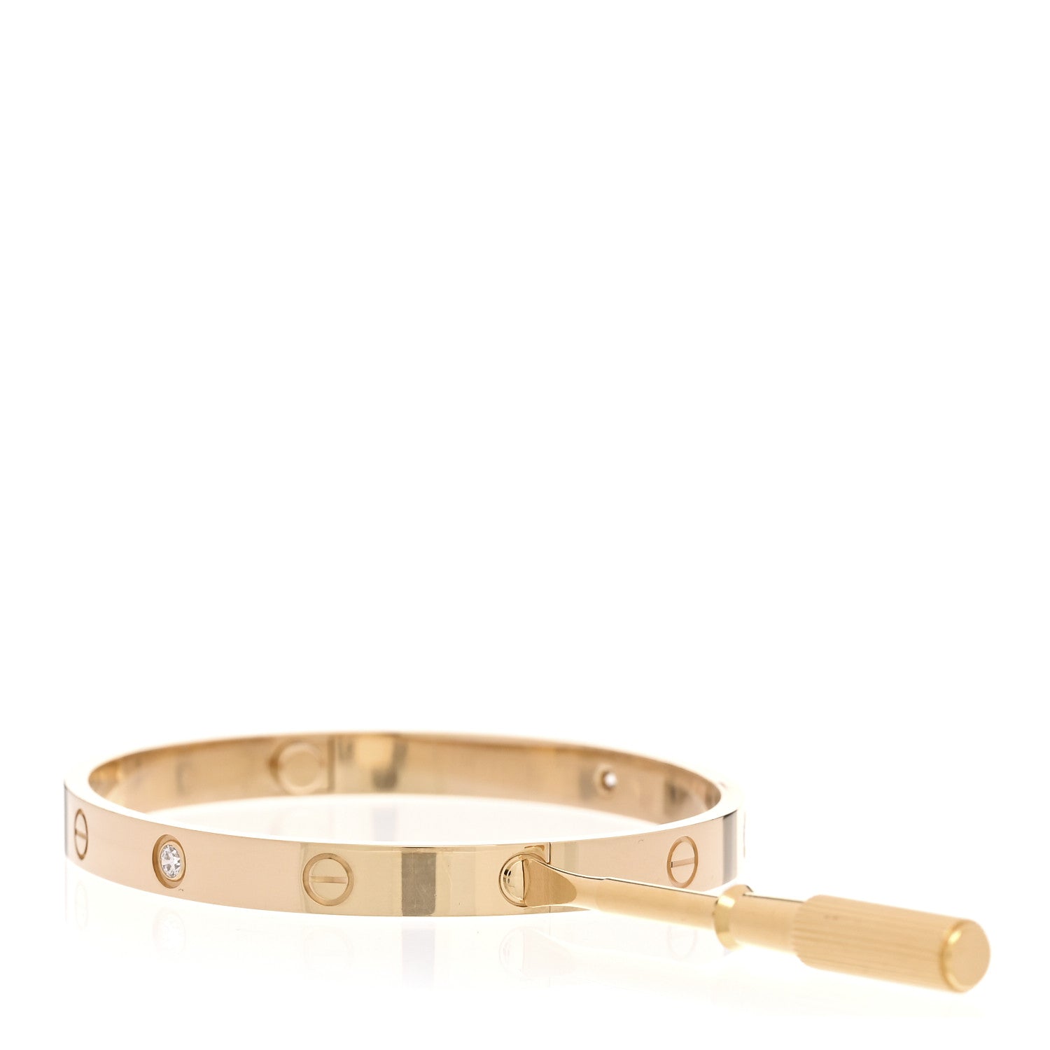 Cartier 18K Yellow Gold 4 Diamond LOVE Bracelet 19 3 of 8
