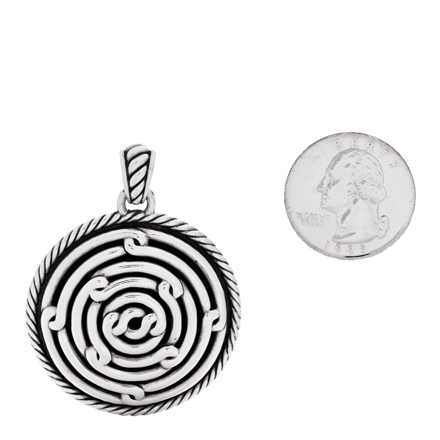 Sterling Silver Large Labyrinth Disc Pendant
