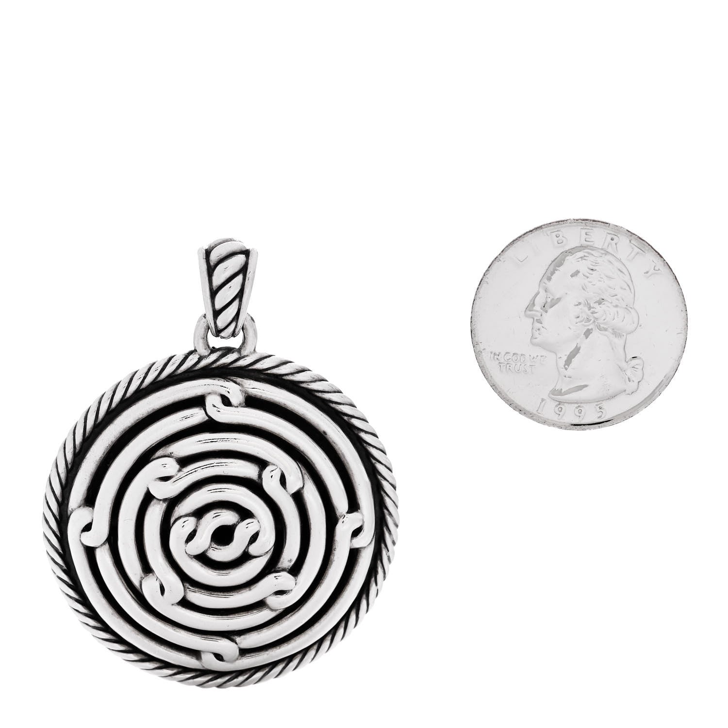 David Yurman Sterling Silver Large Labyrinth Disc Pendant 2 of 4