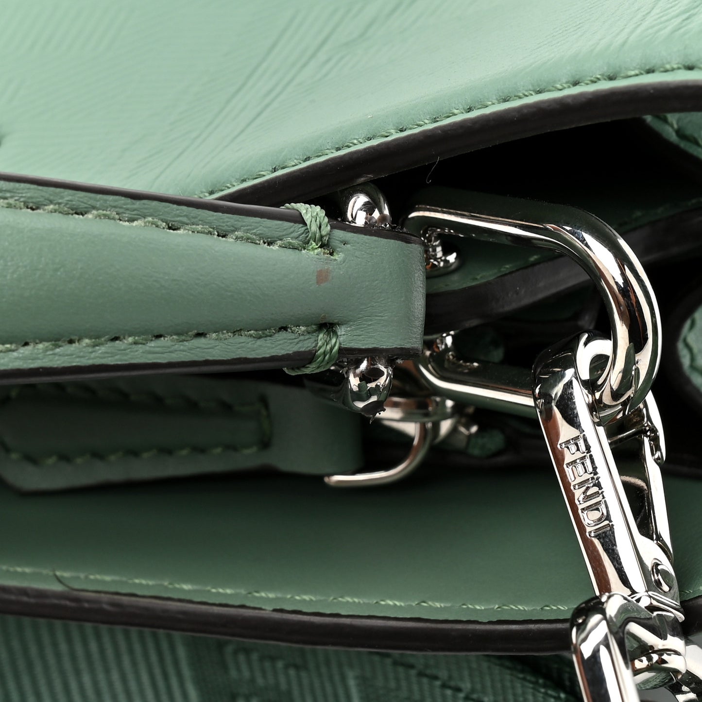 Calfskin Striped Texture FF Peekaboo I See U X Cross Satchel Green Island