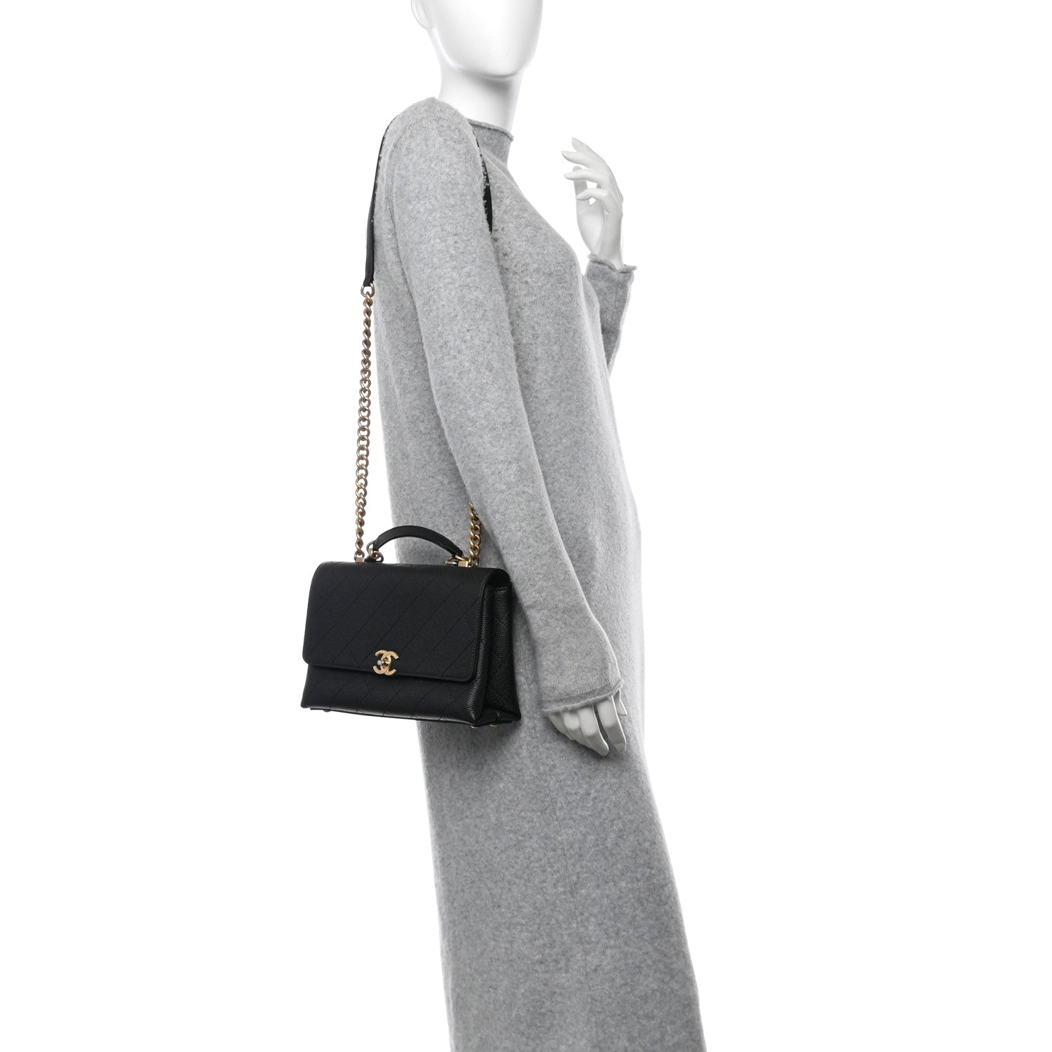 Chanel Grained Calfskin Small Stitched Flap Black 2 of 12