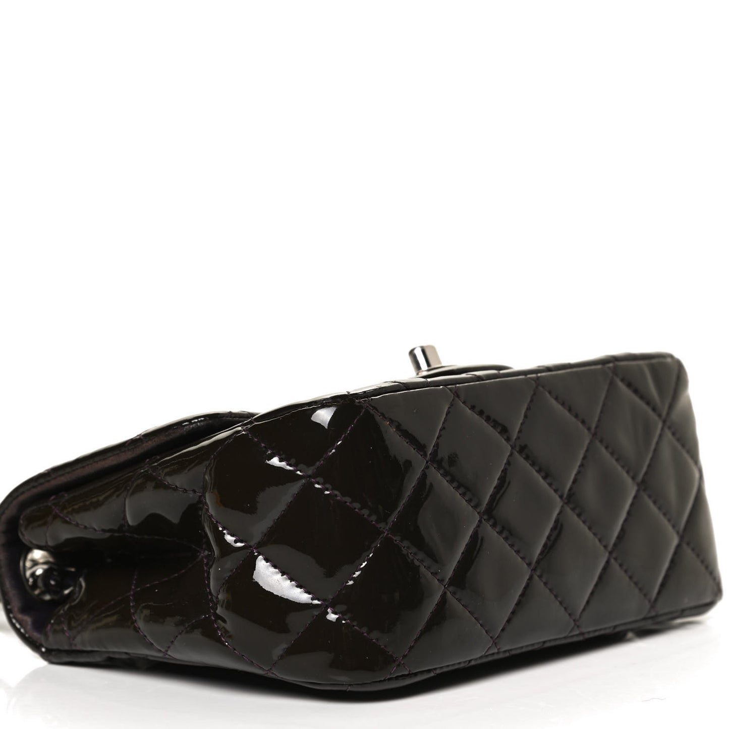 Patent Quilted Mini Square Flap Purple