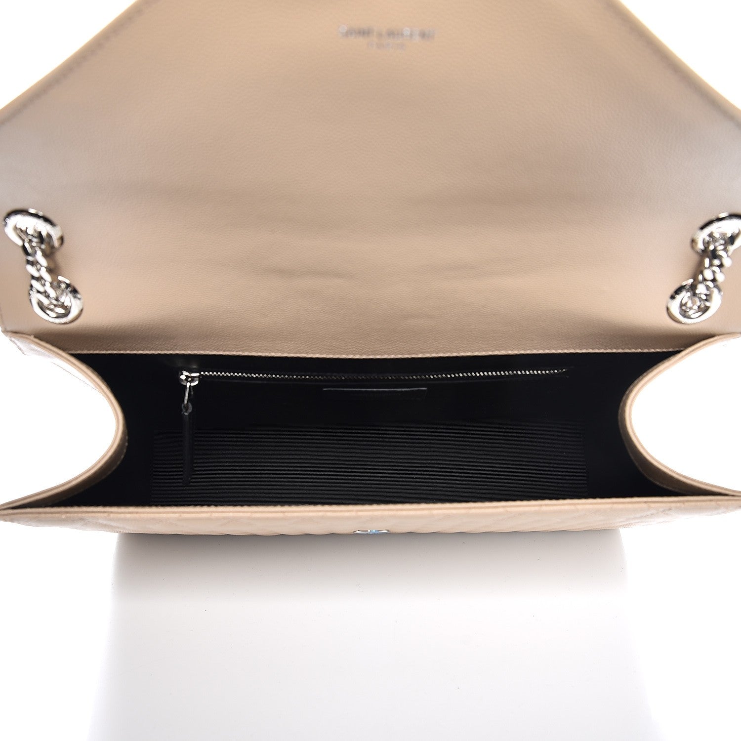 Saint Laurent Grain De Poudre Large Triquilt Monogram Satchel Dark Beige 5 of 7