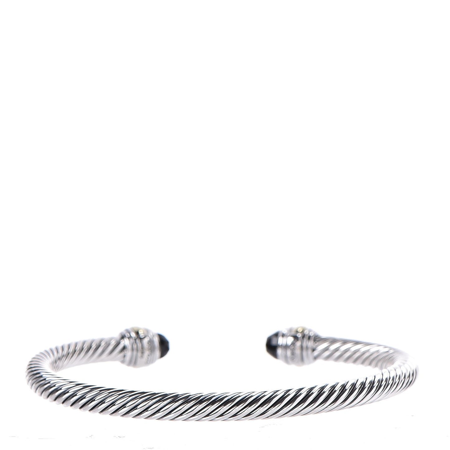Sterling Silver 14K Yellow Gold Black Onyx 5mm Cable Classics Bracelet