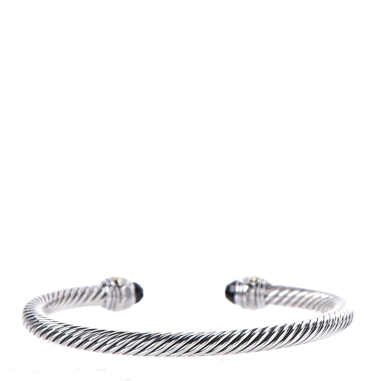 David Yurman Sterling Silver 14K Yellow Gold Black Onyx 5mm Cable Classics Bracelet 3 of 5