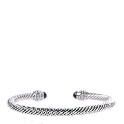 David Yurman Sterling Silver 14K Yellow Gold Black Onyx 5mm Cable Classics Bracelet 3 of 5