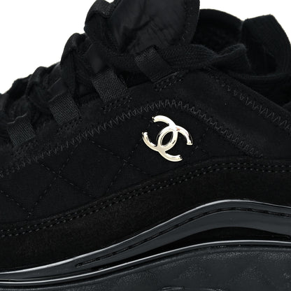 Chanel Suede Calfskin Mixed Fibers CC Sneakers 37.5 Black Dark Grey 8 of 11