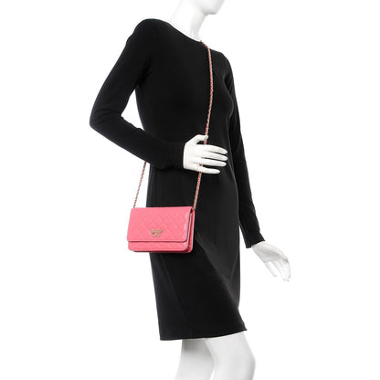 Chanel Lambskin Quilted Emoticon Wallet on Chain WOC Pink 2 of 8