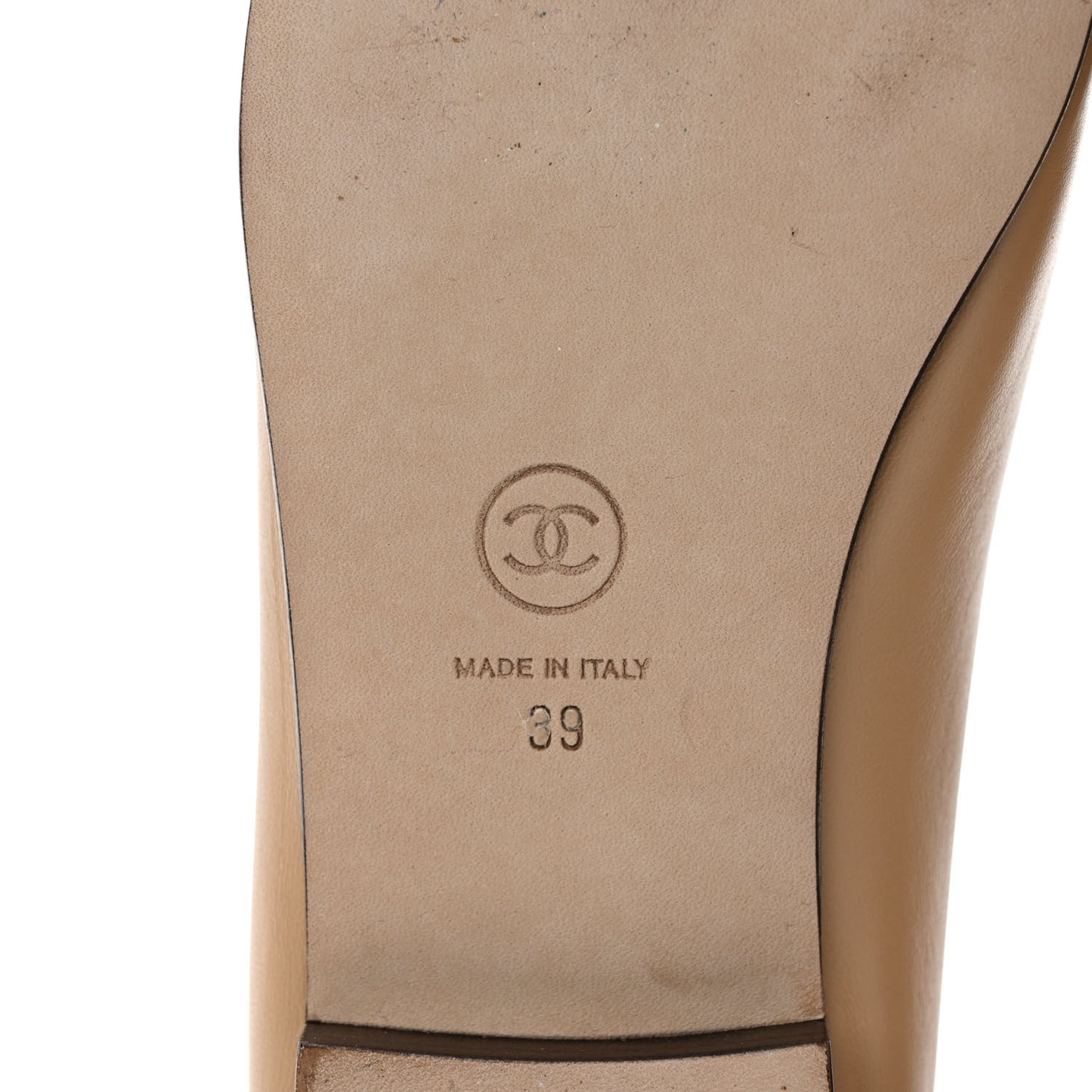 Lambskin Cap Toe CC Ballerina Flats 39 Beige Black