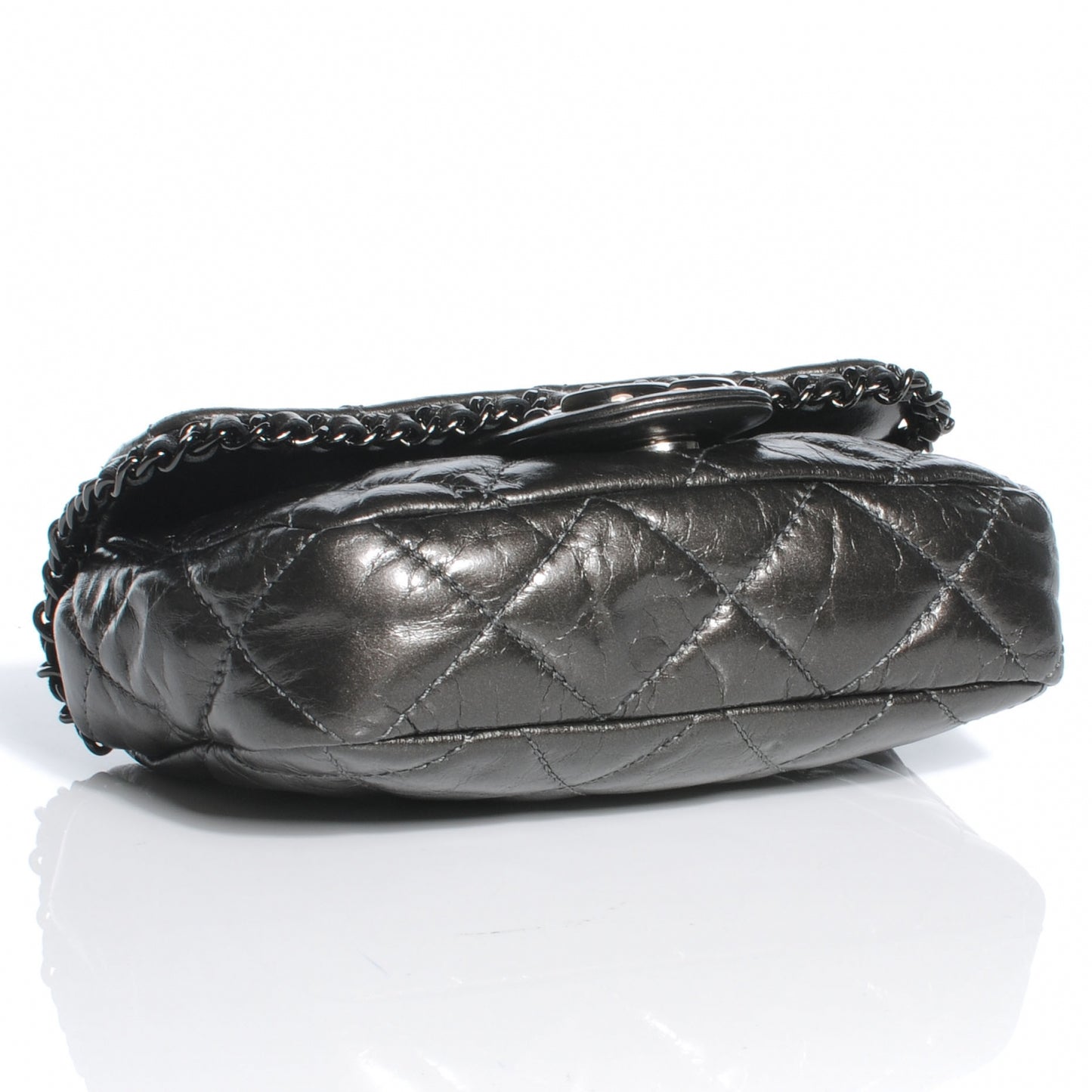 Calfskin Chain Me Mini Flap Dark Grey