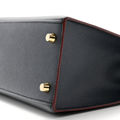 Hermes Epsom Contour Kelly Sellier 25 Bleu Indigo Rouge H 10 of 13
