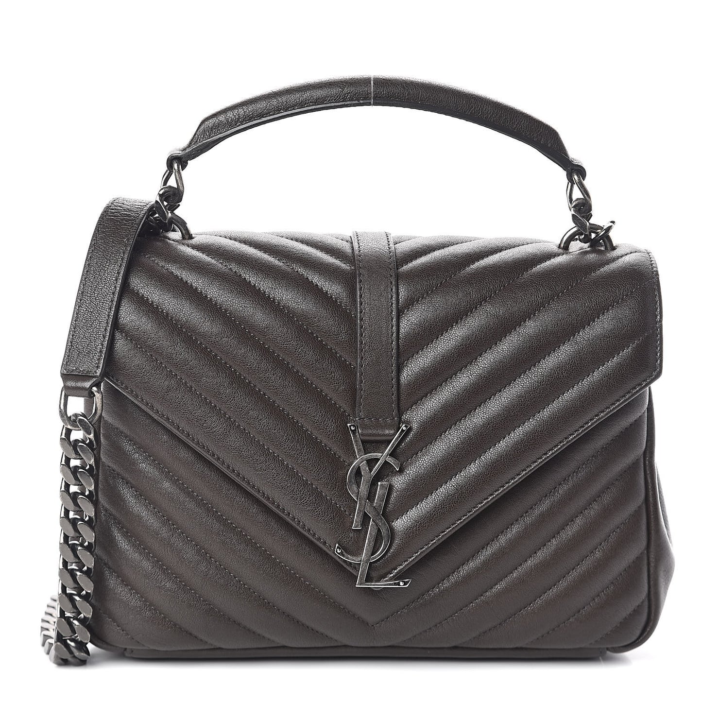 Calfskin Matelasse Chevron Monogram Medium College Bag Faggio